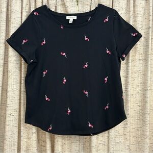 Vintage America Embroidered Flamingo Short Sleeve Tee - XL